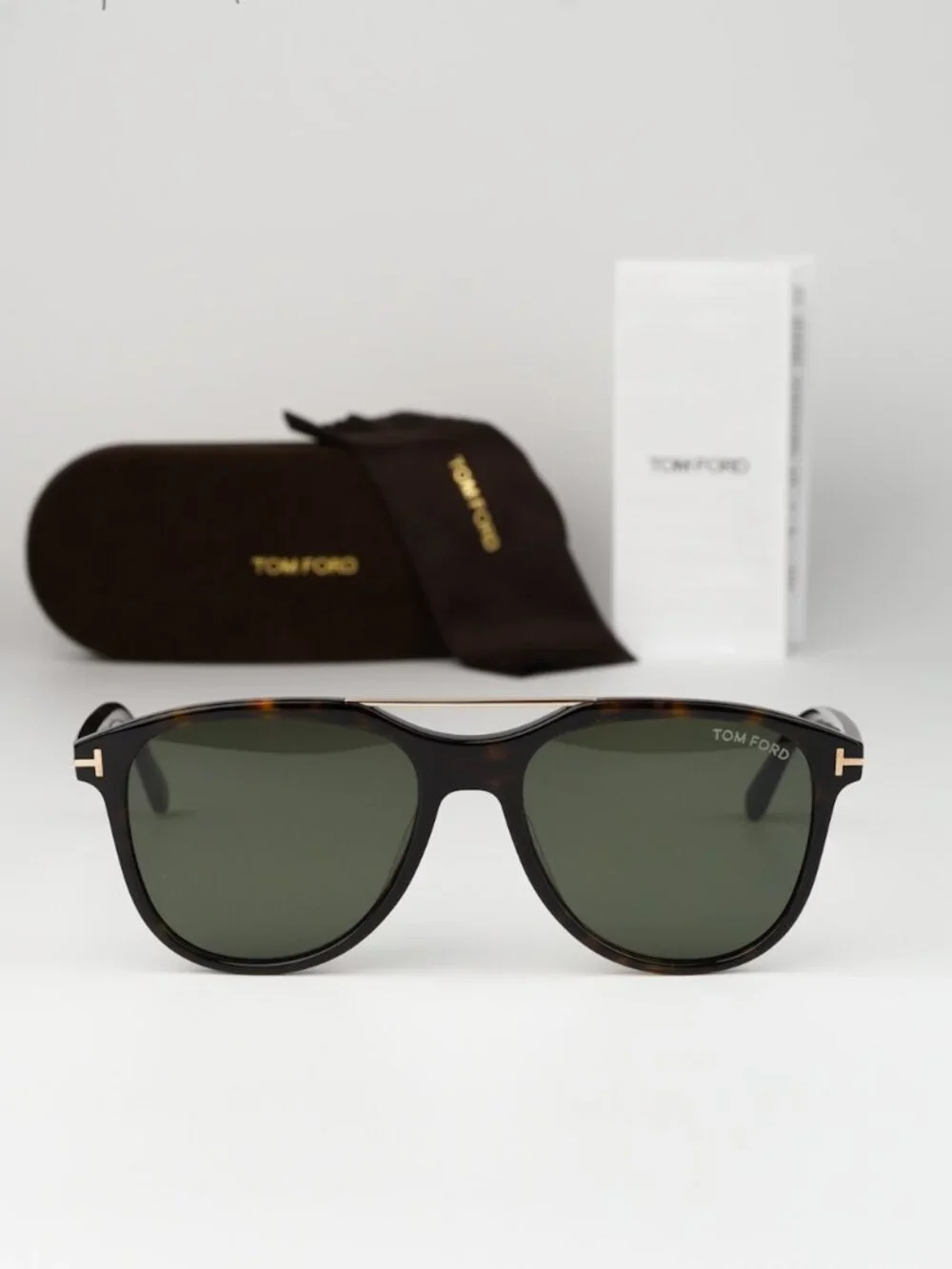 Tom Ford DAMIAN-02 Men Sunglasses Havana Green Pilot FT1098 52N NEW AUTHENTIC